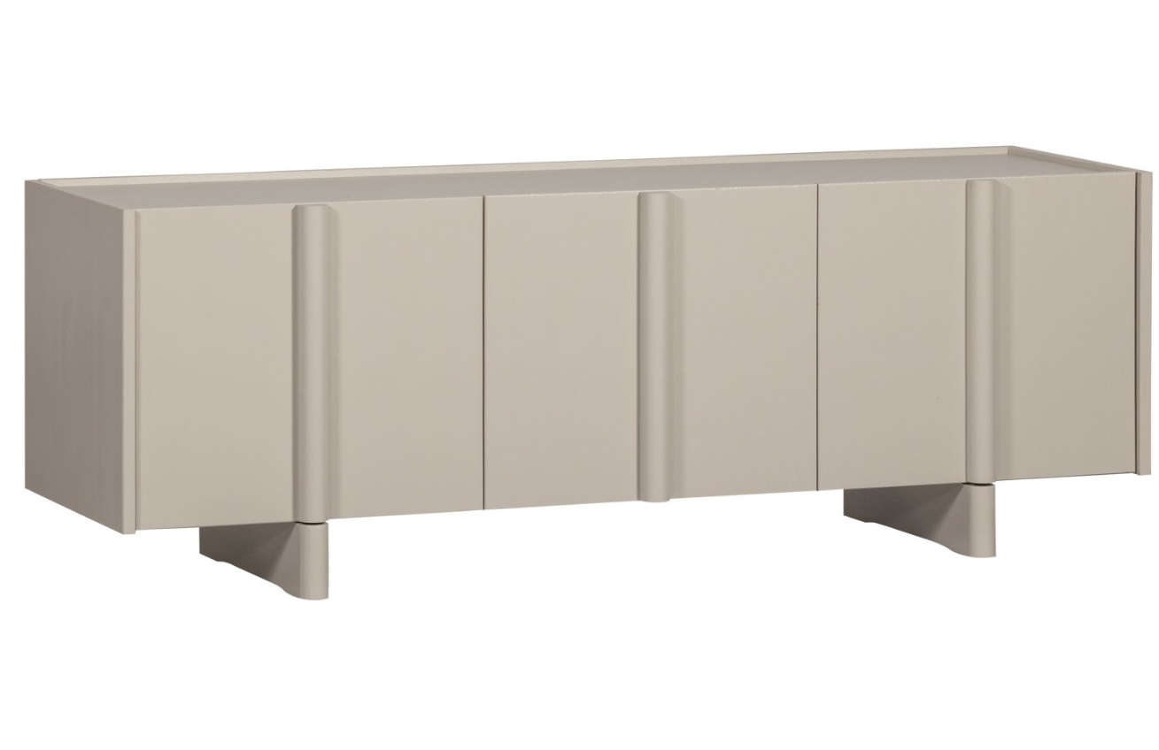 WOOOD Šedobéžový dřevěný TV stolek Basu 152 x 46 cm WOOOD