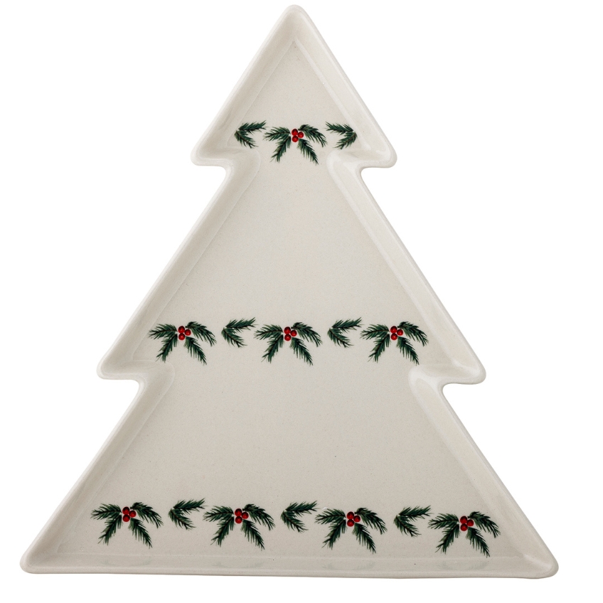 Bloomingville Bílý vánoční servírovací talíř Berry Bloomingville