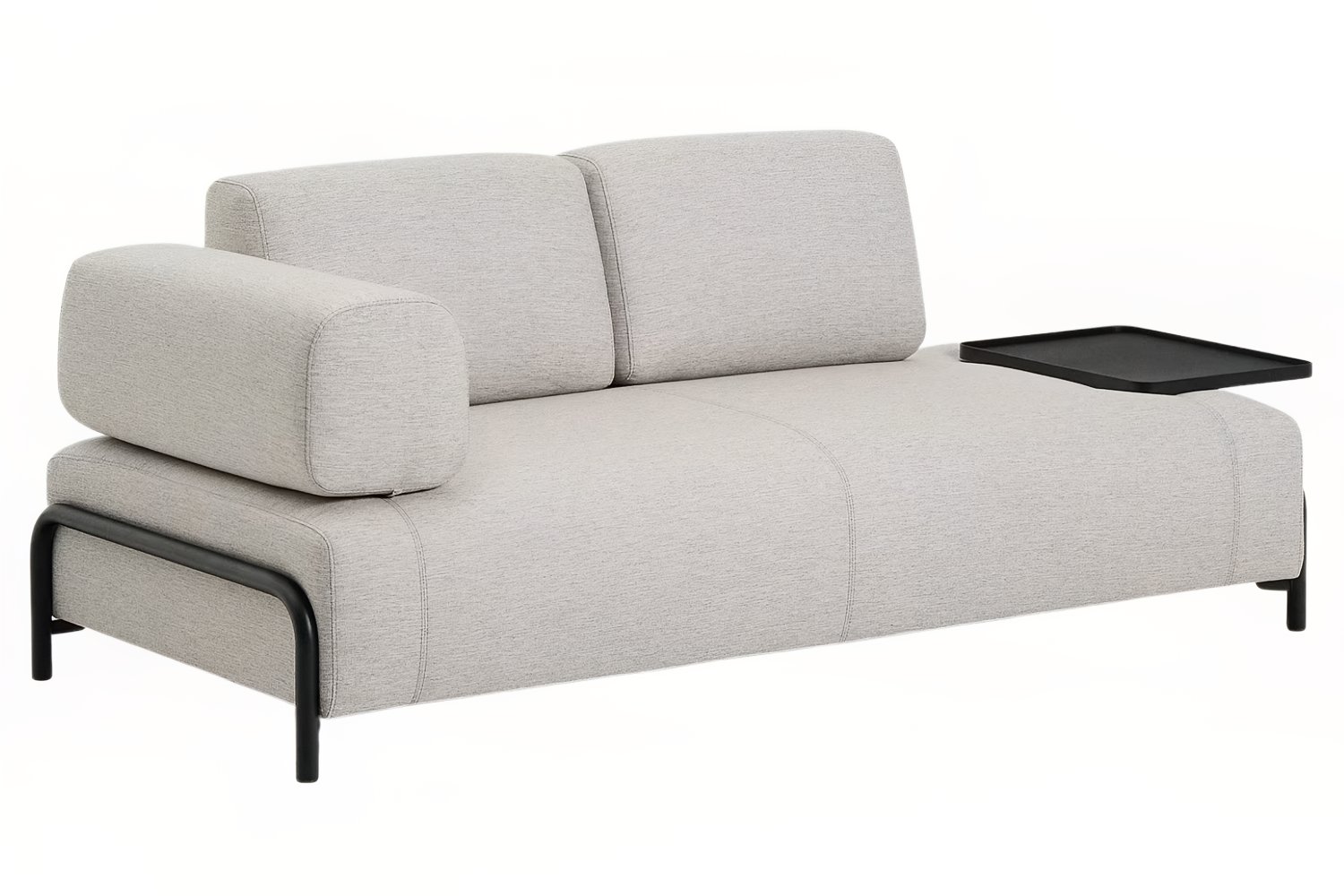 Kave Home Béžovošedá dvoumístná pohovka Compo 200 cm s velkým stolkem Kave Home