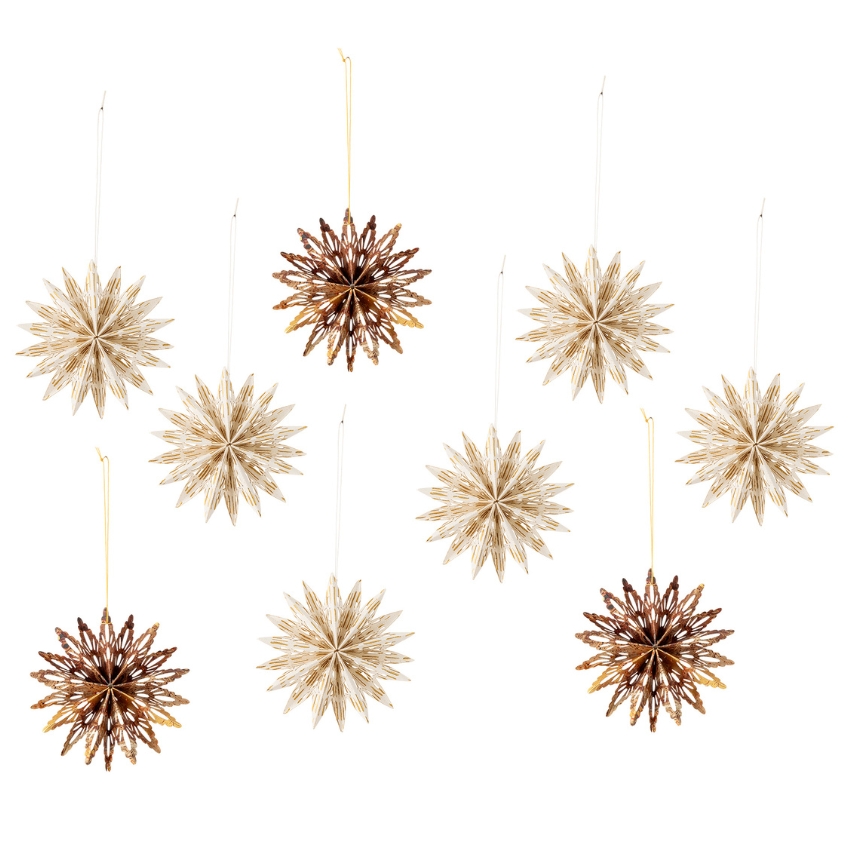 Bloomingville Set hnědo-béžových papírových vánočních ozdob Star 10 cm Bloomingville