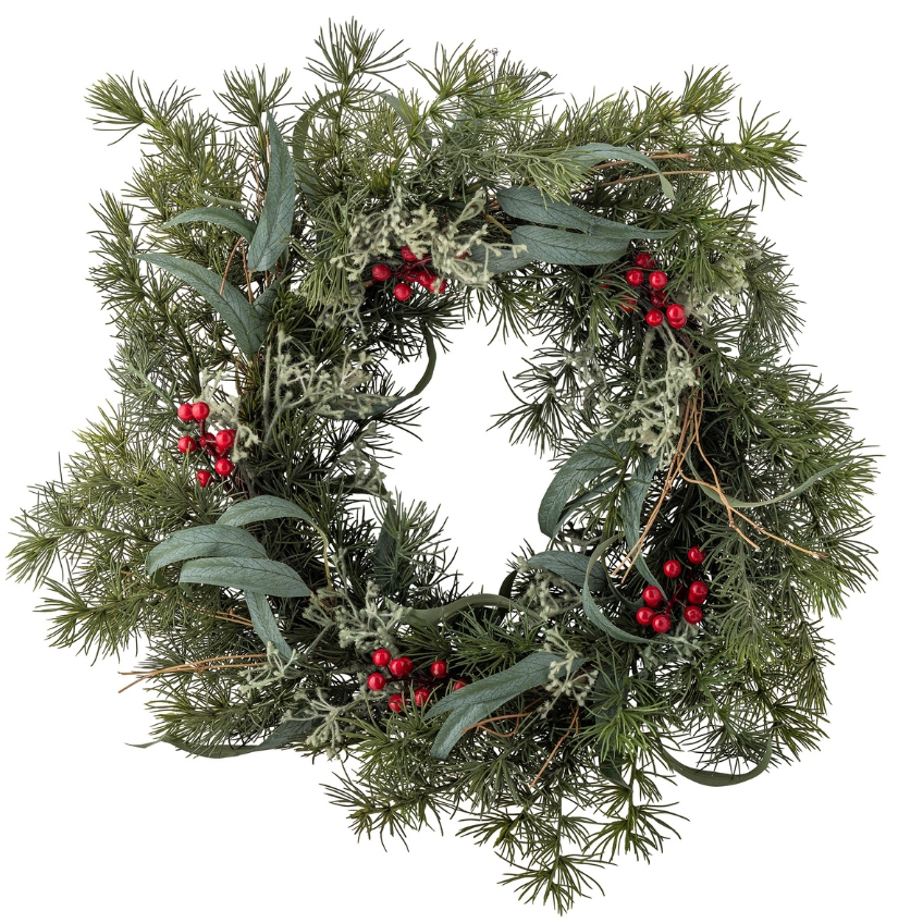 Bloomingville Zelený plastový dekorativní věnec Pine 60 cm Bloomingville