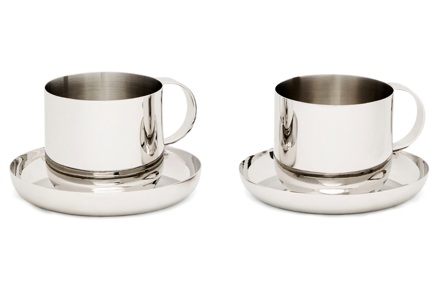 Kave Home Set dvou nerezových šálků s podšálky Nirela Kave Home