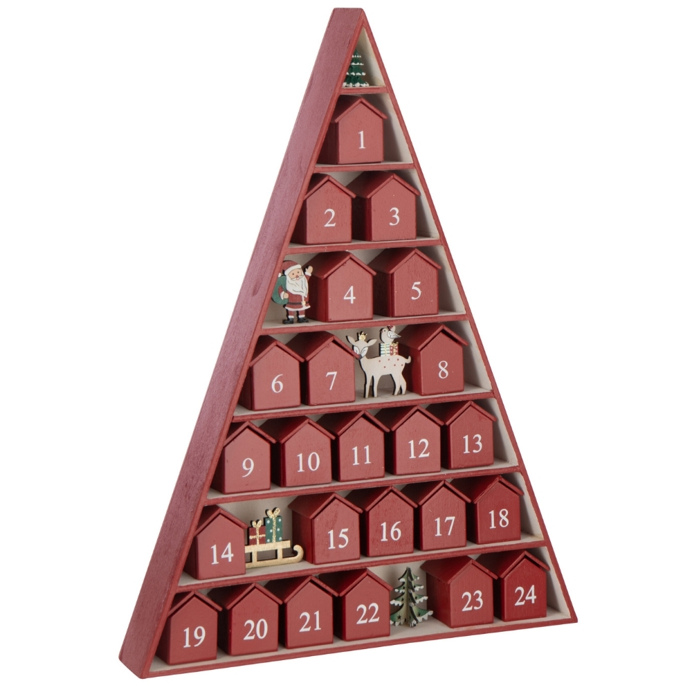 J-line Červený dřevěný adventní kalendář Garry J-line
