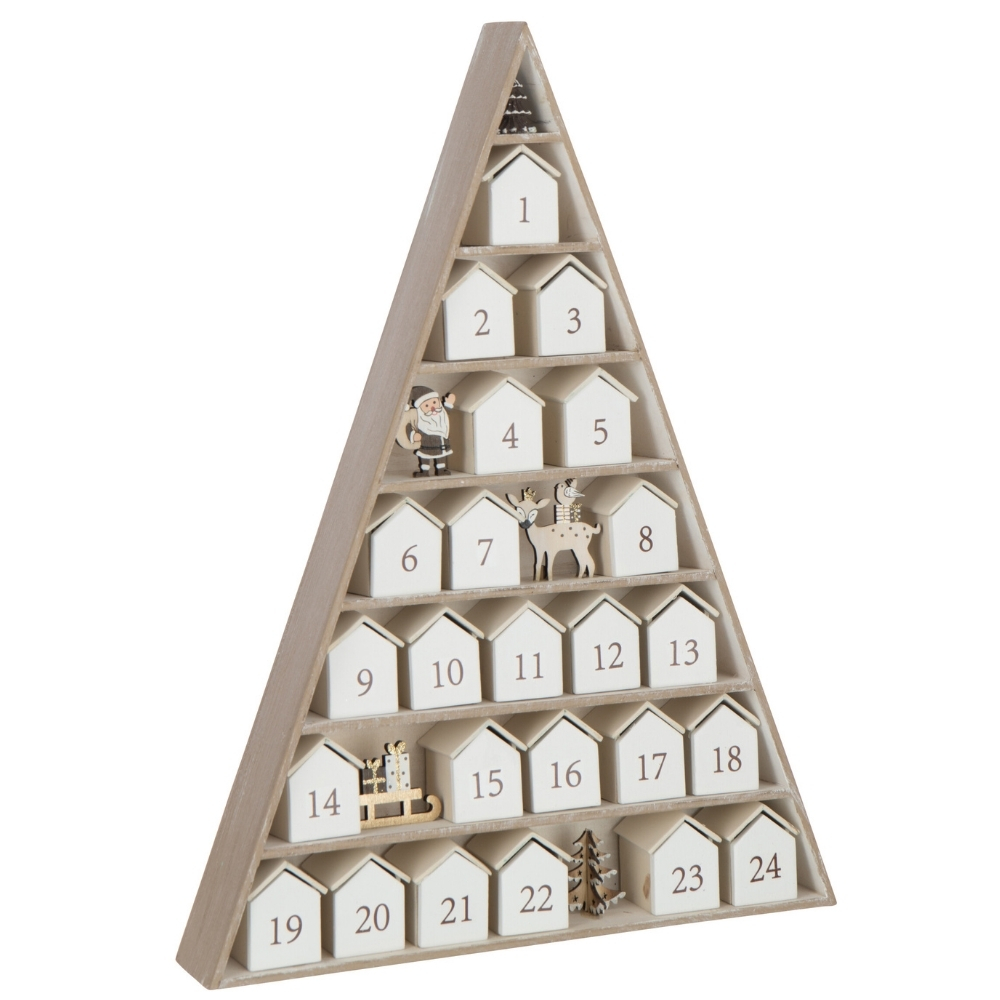 J-line Bílý dřevěný adventní kalendář Garry J-line