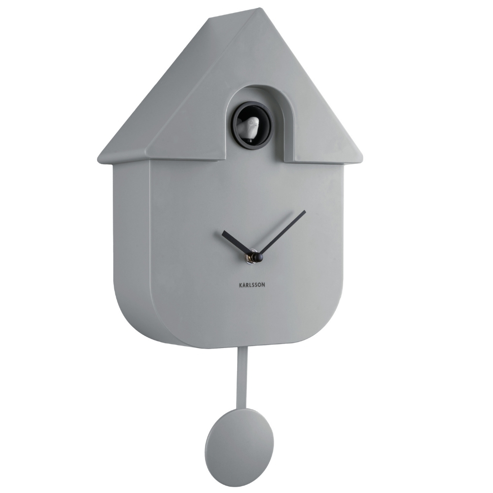 Present time Šedé kukačkové hodiny Modern Cuckoo Present time