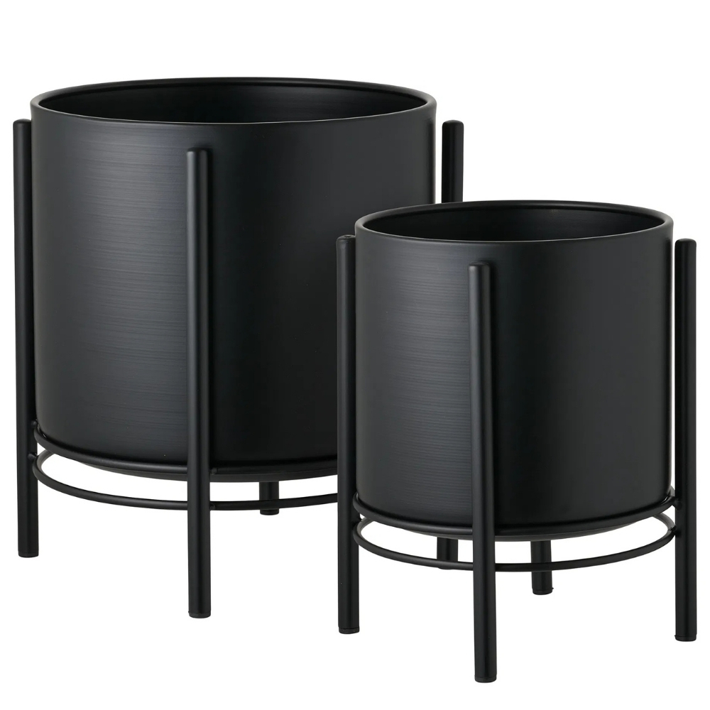 Nordic Living Set dvou černých kovových květináčů Nox Ø 19/25 cm Nordic Living