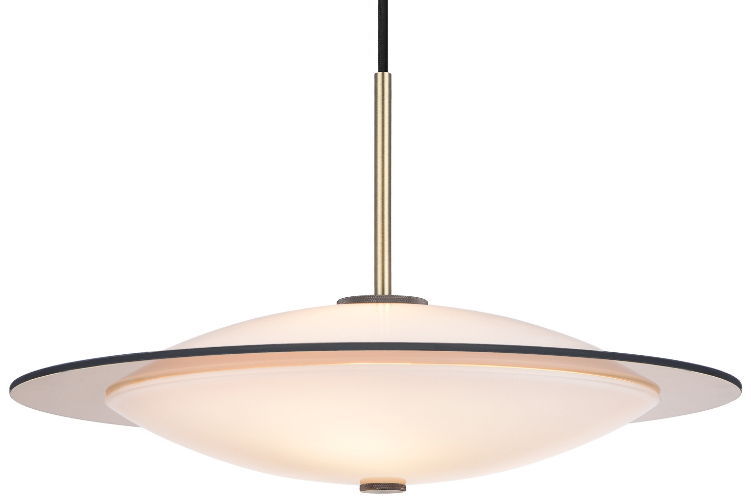 Halo Design Opálově bílé skleněné závěsné světlo Orbit 40 cm s mosazným zavěšením Halo Design