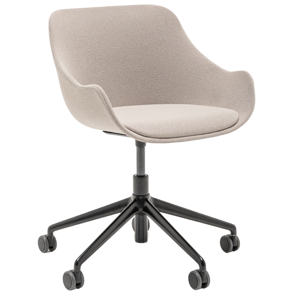 MDD Bílá bouclé otočná konferenční židle Baltic Classic s černou podnoží MDD