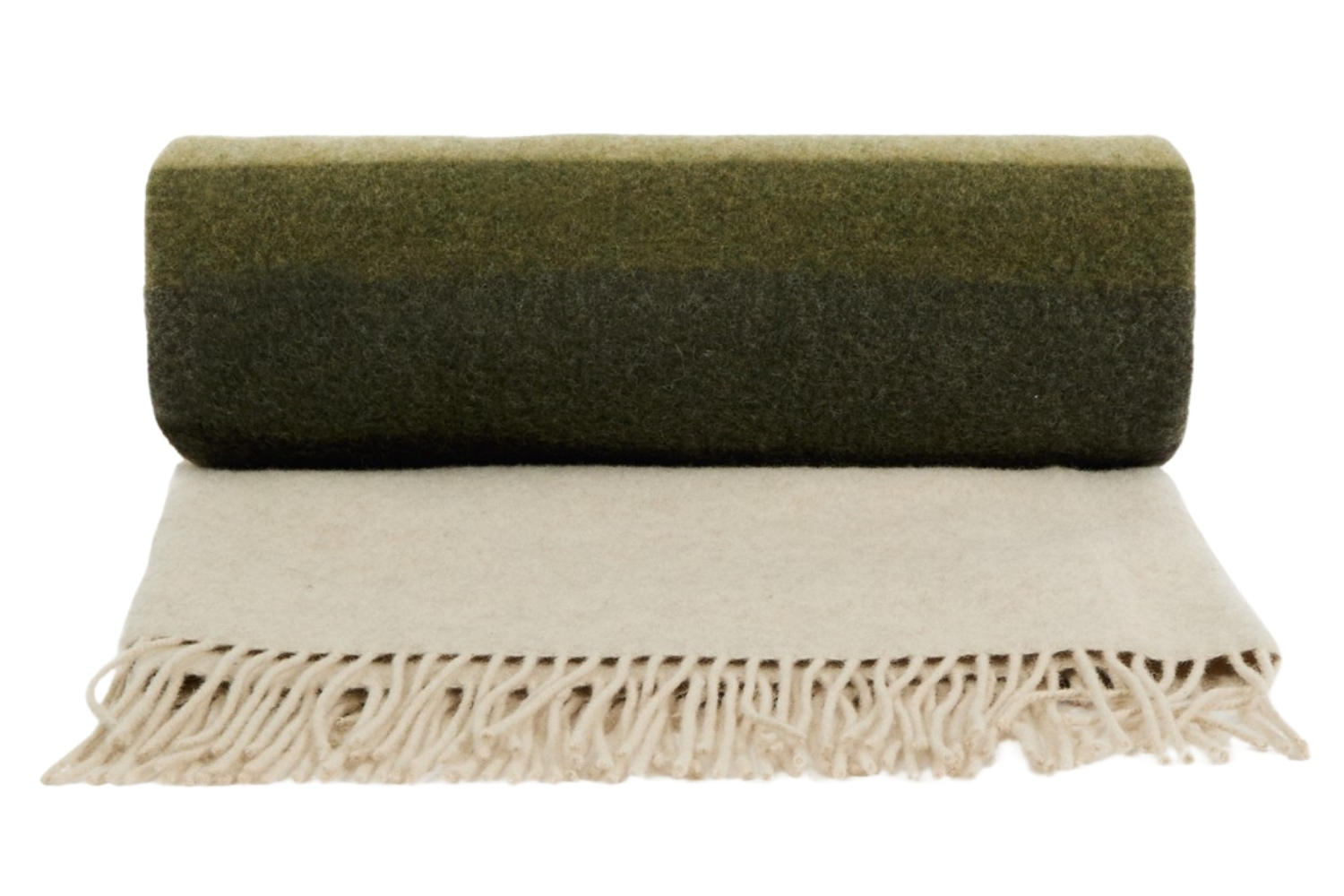 Kave Home Zelený vlněný pléd Voreni 130 x 170 cm Kave Home
