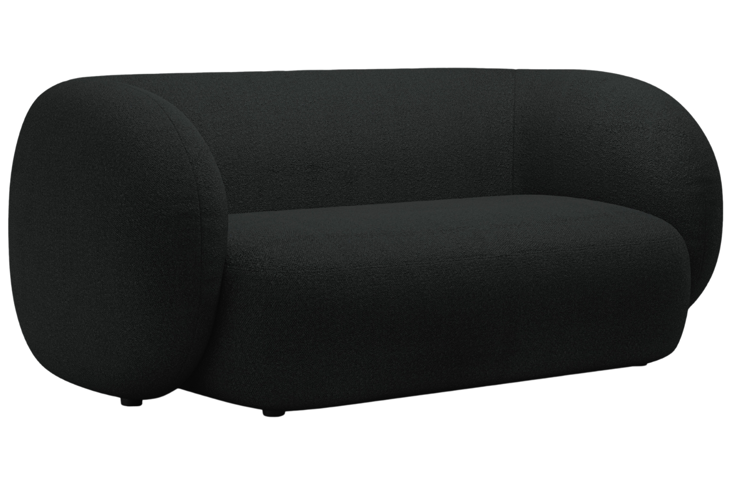 Micadoni Černá bouclé dvoumístná pohovka Kate 183 cm Micadoni