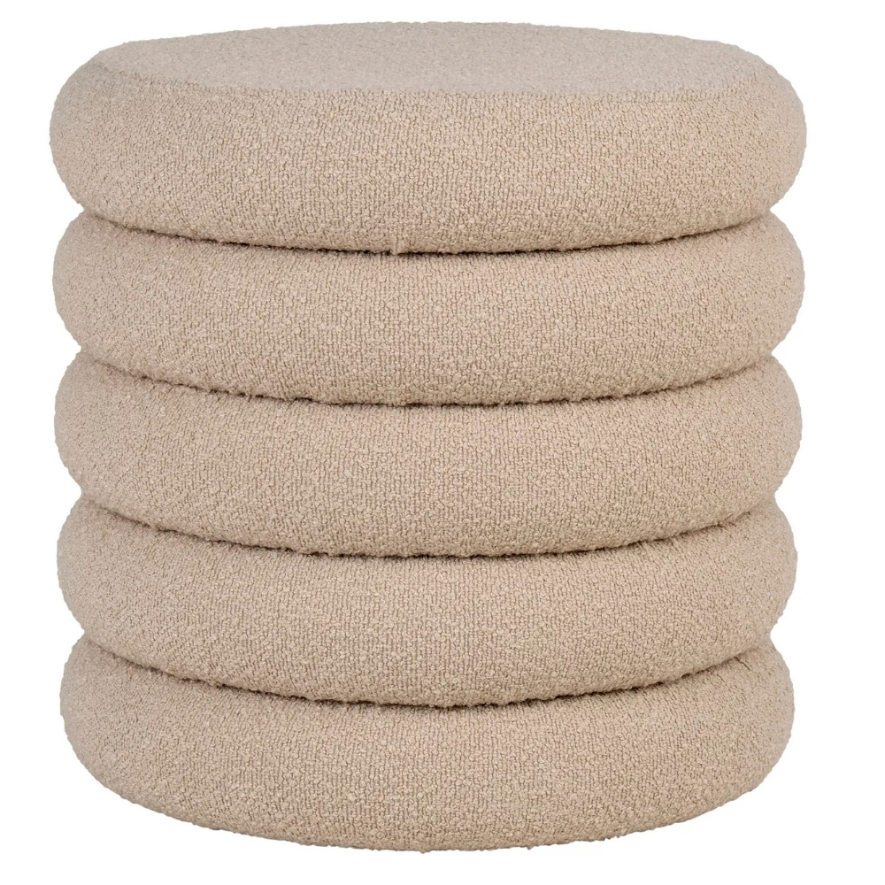 Nordic Living Béžový bouclé taburet Brook 44 cm Nordic Living