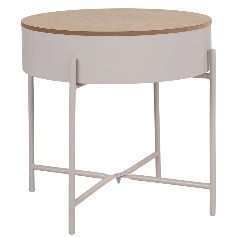 Nordic Living Béžový kovový odkládací stolek Sisko 40 cm Nordic Living