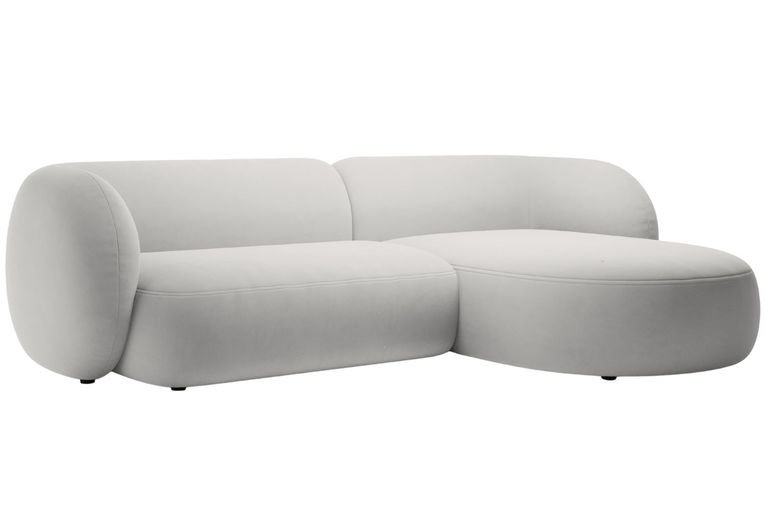 Micadoni Světle šedá sametová rohová pohovka Kate 285 cm