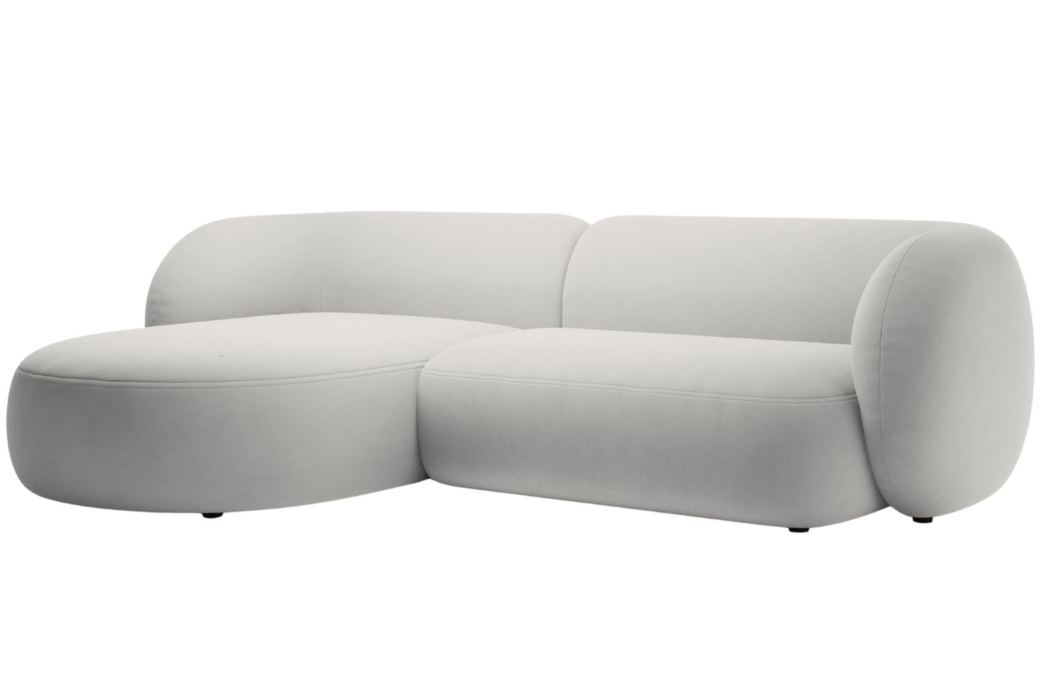 Micadoni Světle šedá sametová rohová pohovka Kate 285 cm