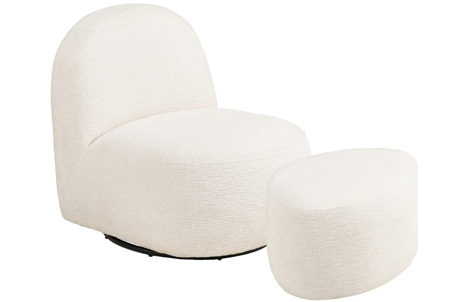 Nordic Living Bílé otočné křeslo Milio s podnožkou Nordic Living