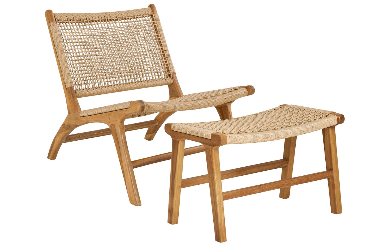 Nordic Living Teakové křeslo Debra s podnožkou Nordic Living