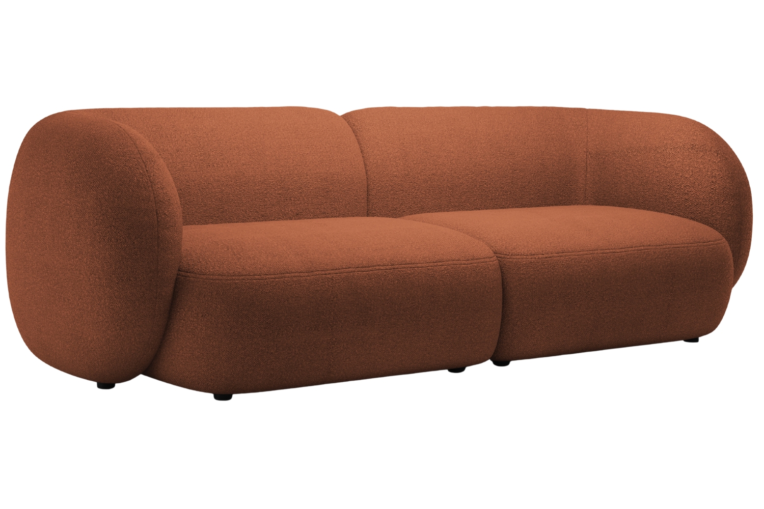 Micadoni Terakotově oranžová bouclé čtyřmístná pohovka Kate 243 cm Micadoni