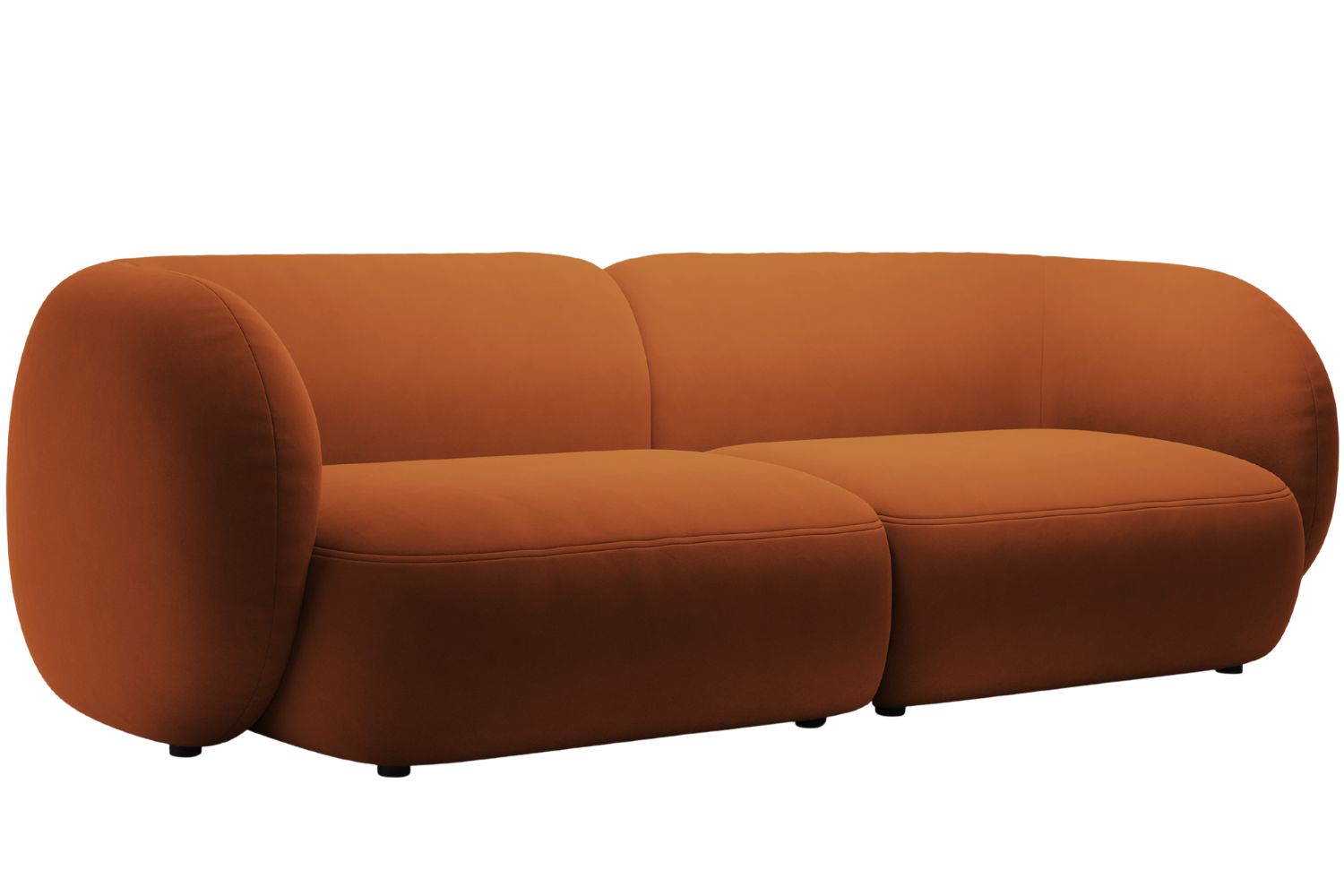 Micadoni Oranžová sametová čtyřmístná pohovka Kate 243 cm Micadoni