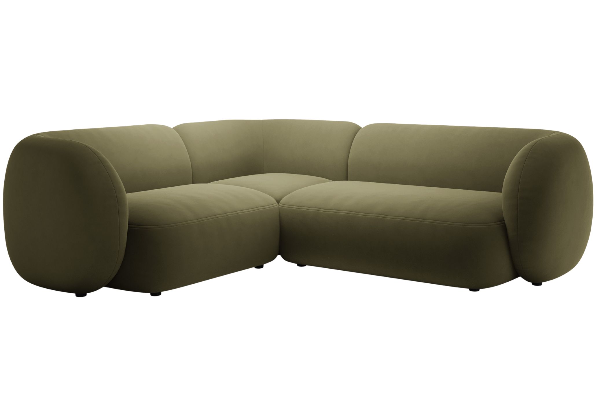 Micadoni Zelená sametová rohová pohovka Kate 252 cm