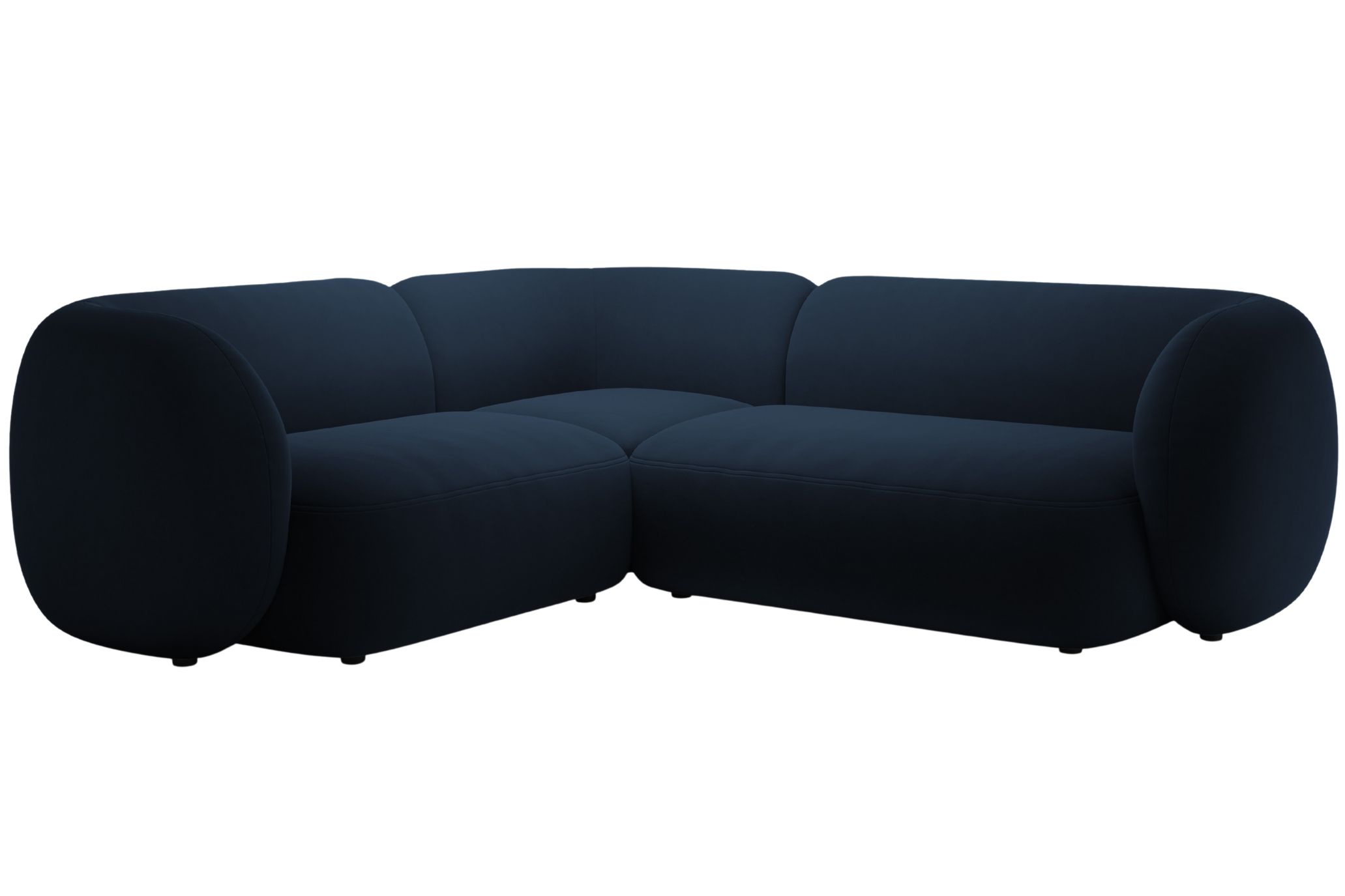 Micadoni Královsky modrá sametová rohová pohovka Kate 252 cm