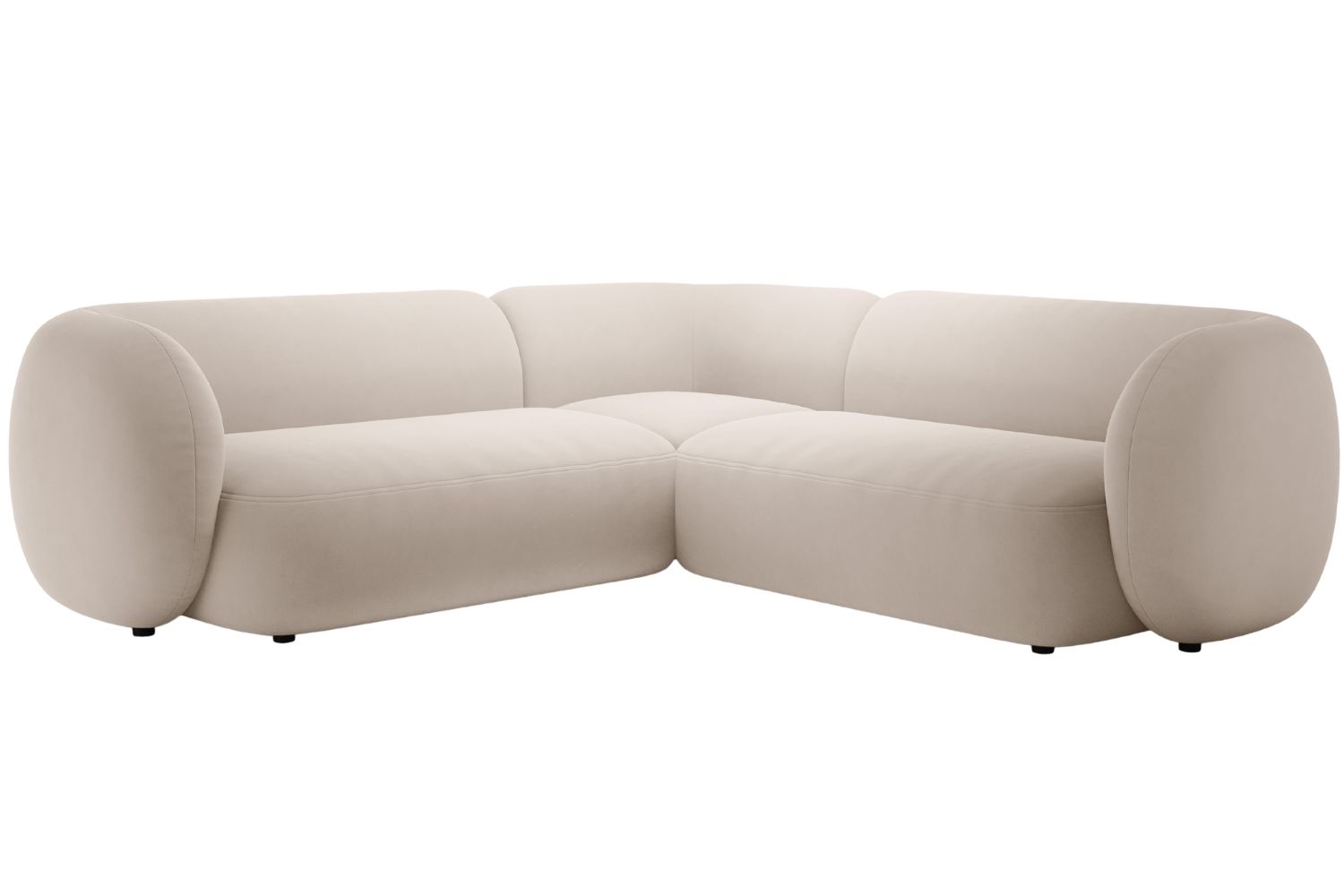 Micadoni Béžová sametová rohová pohovka Kate 252 cm Micadoni