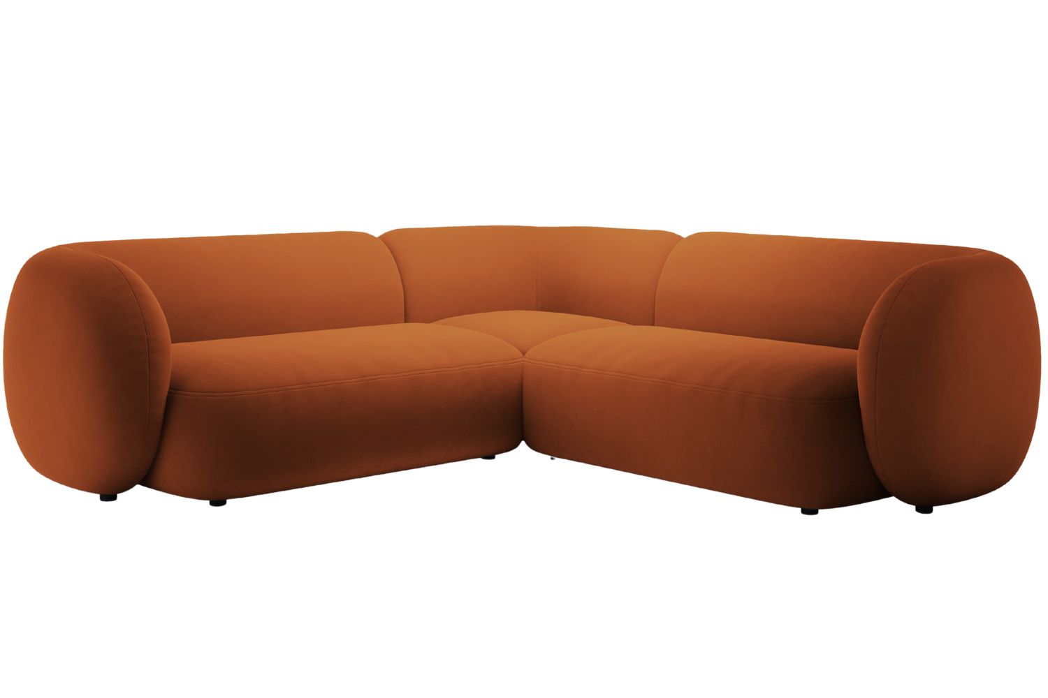 Micadoni Oranžová sametová rohová pohovka Kate 252 cm Micadoni