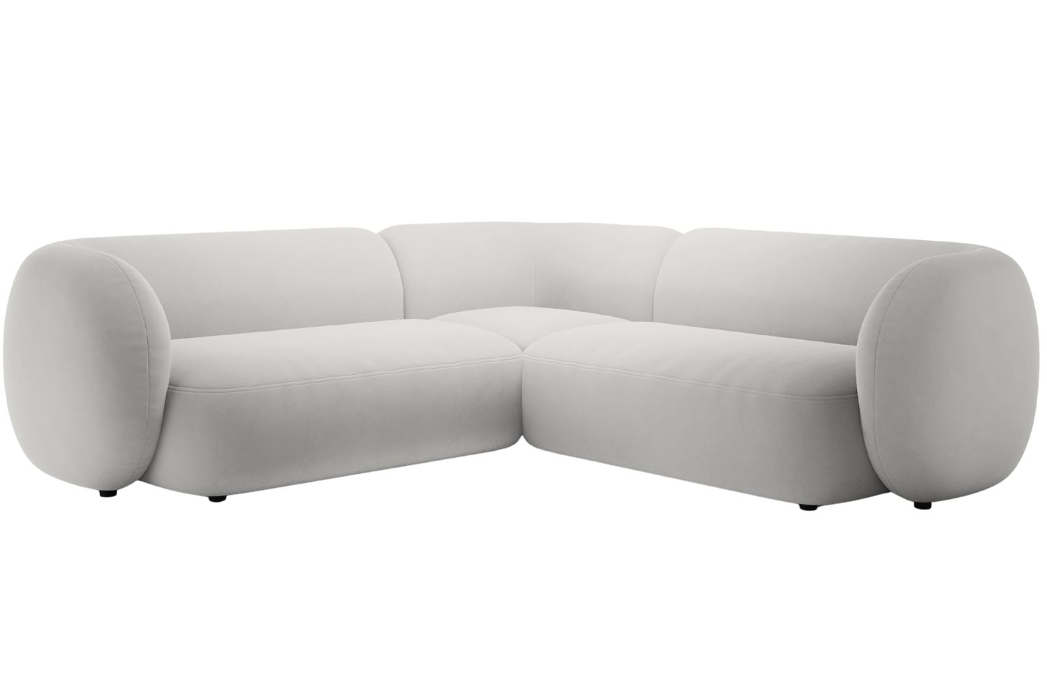 Micadoni Světle šedá sametová rohová pohovka Kate 252 cm Micadoni