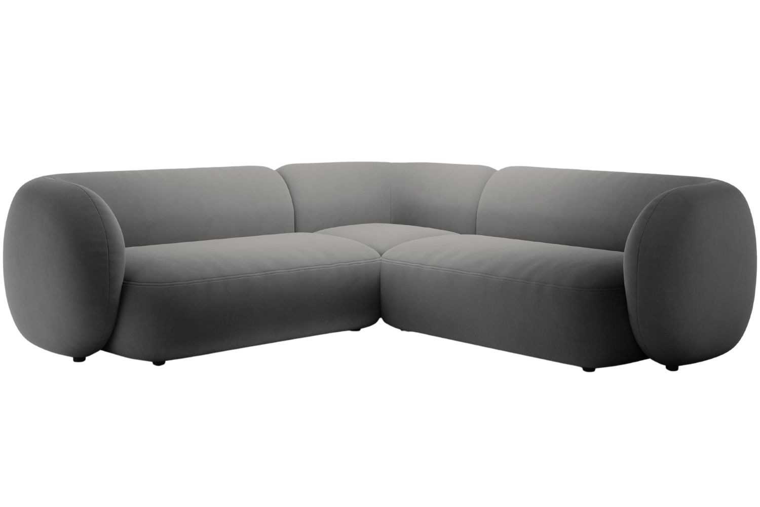 Micadoni Tmavě šedá sametová rohová pohovka Kate 252 cm Micadoni