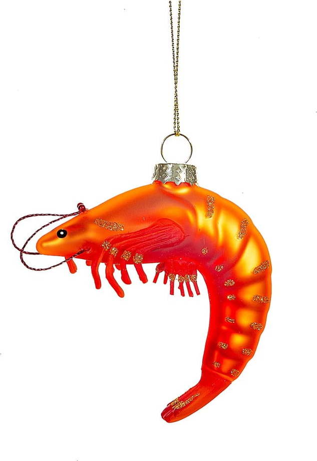 Skleněná ručně vyrobená vánoční ozdoba 8 cm King Prawn – Sass & Belle Sass & Belle