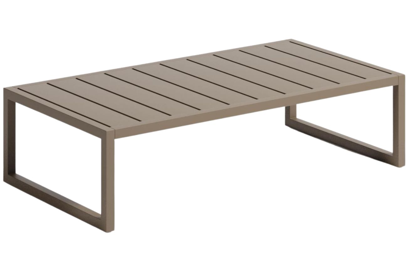 Hnědo zelený kovový zahradní stolek Kave Home Comova 114 x 60 cm Kave Home