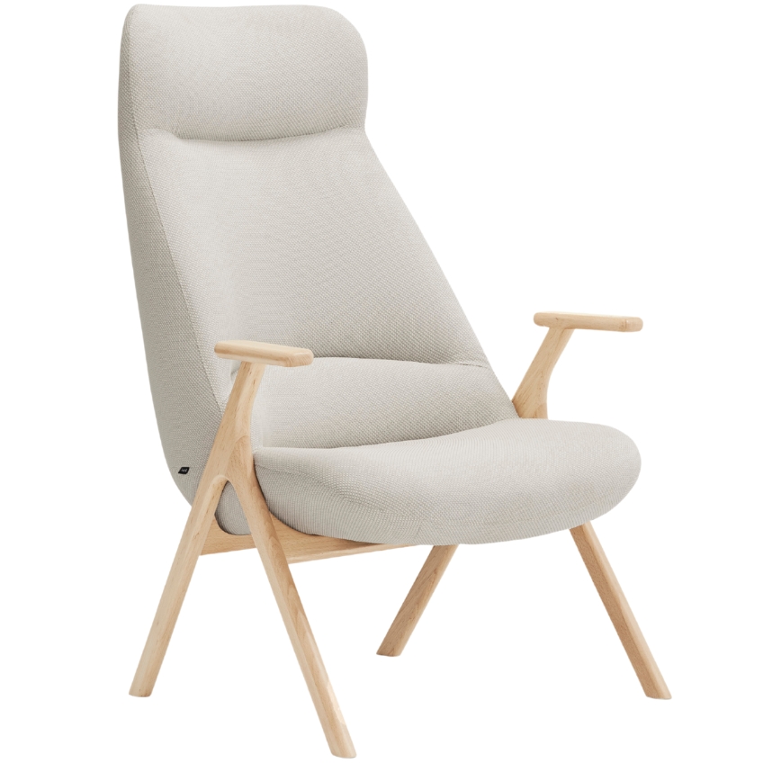 Teulat Vysoké bílé křeslo Dins s dřevěnou podnoží Teulat