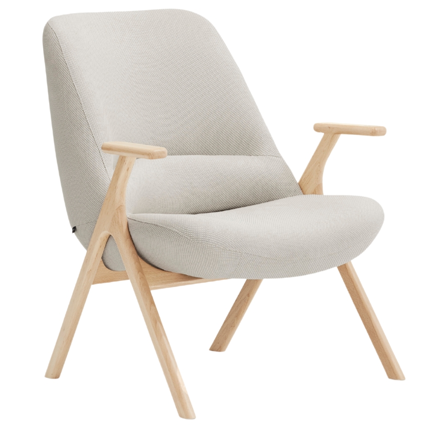 Teulat Nízké bílé křeslo Dins s dřevěnou podnoží Teulat