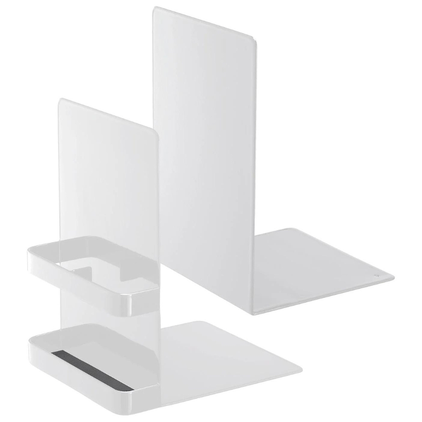 Set dvou bílých kovových zarážek na knihy Yamazaki Tower 18 cm YAMAZAKI