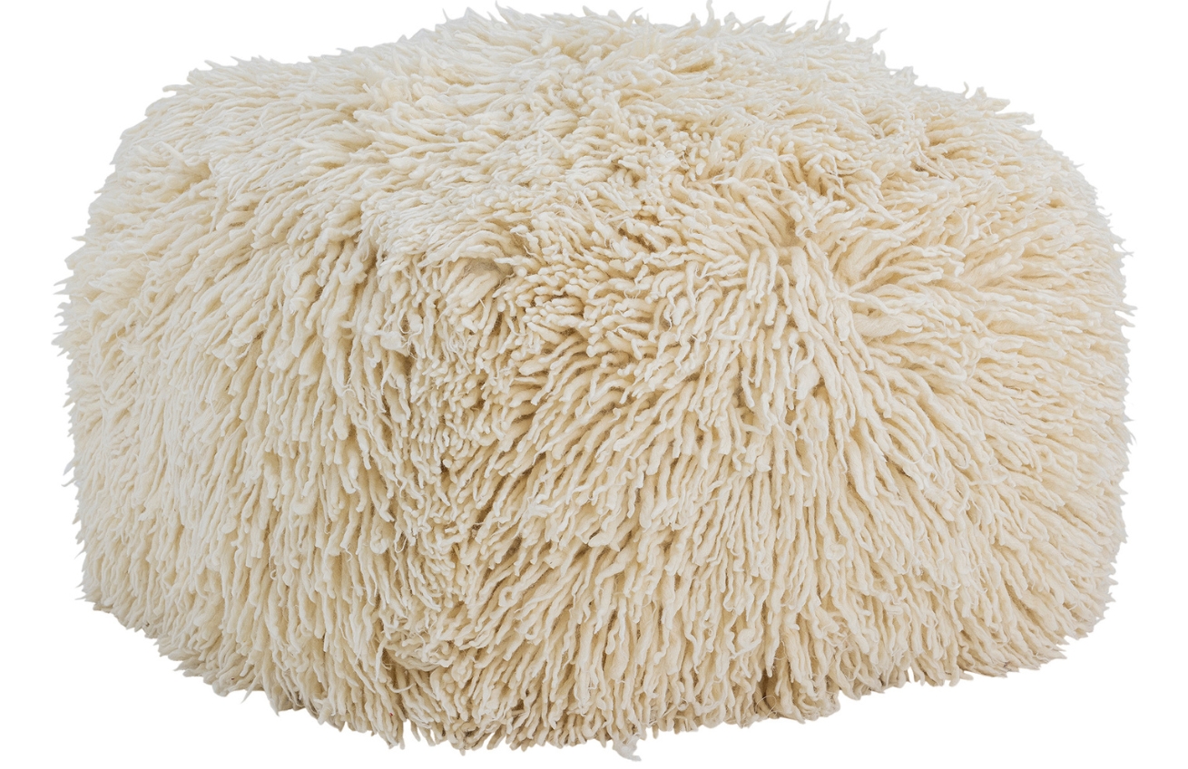 Bloomingville Béžový vlněný puf Lomba 60 x 60 cm Bloomingville