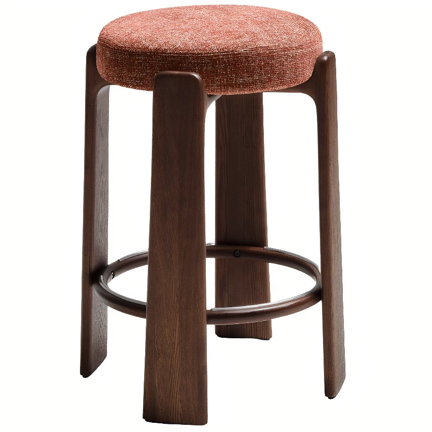 Kave Home Terakotově červená ořechová barová židle Granite II. 75 cm Kave Home