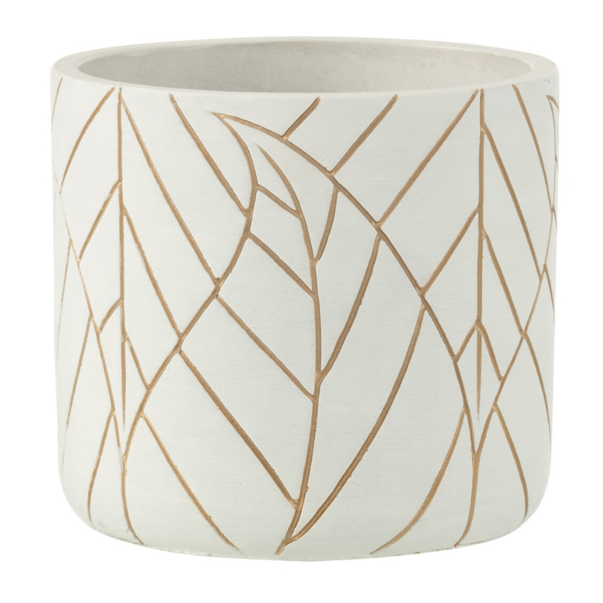 Bílo-zlatý keramický květináč J-line Ledio 14 cm J-line