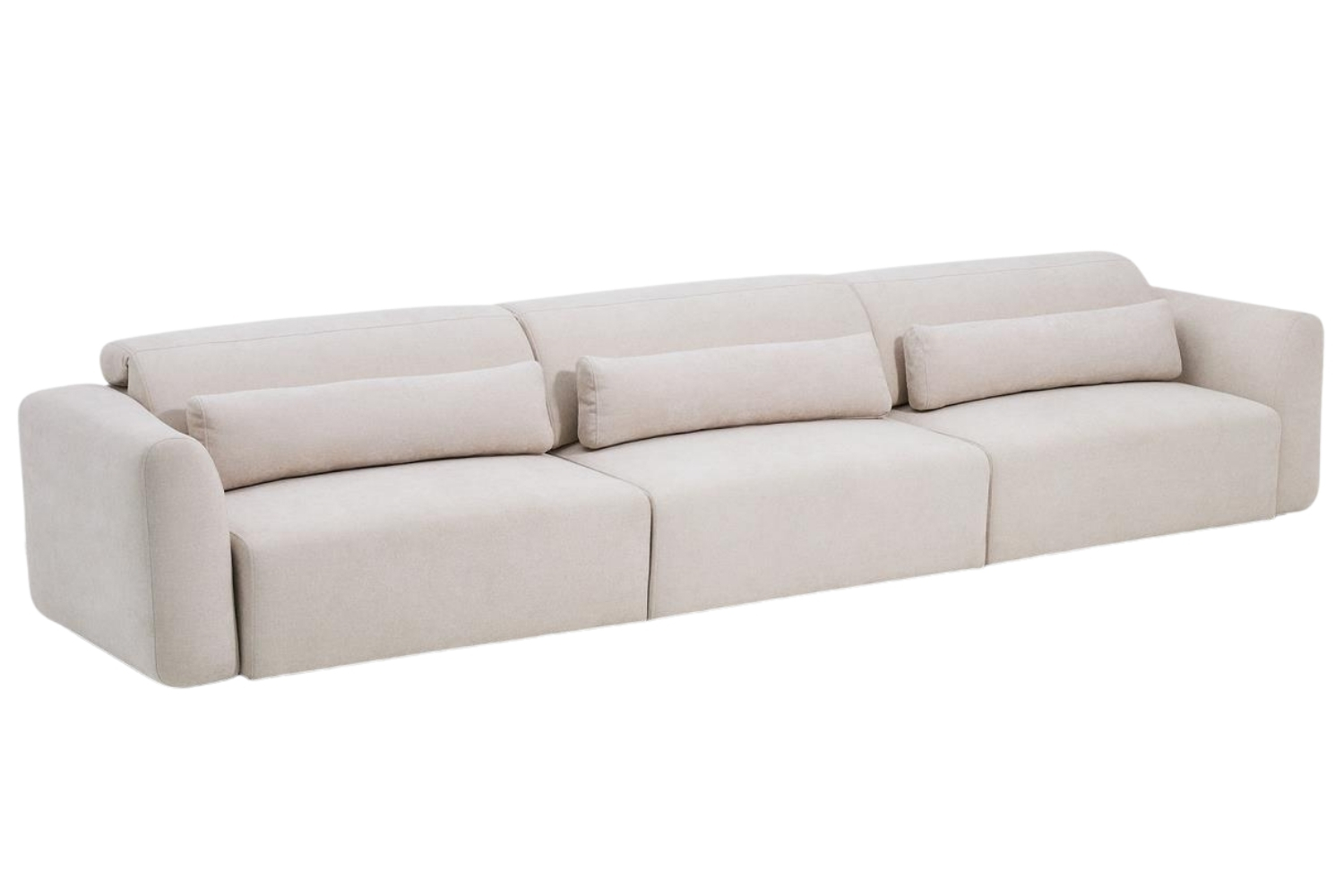 Kave Home Béžová šestimístná pohovka Lares 410 cm s elektrickým posuvem Kave Home