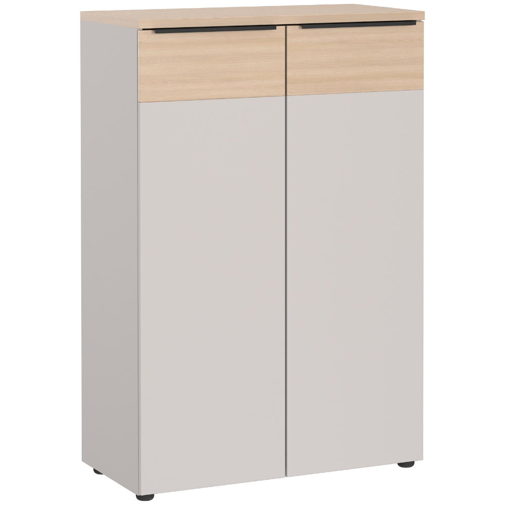 Germania Krémově bílá kancelářská skříň Oviedo 120 x 80 cm s dubovým dekorem Germania