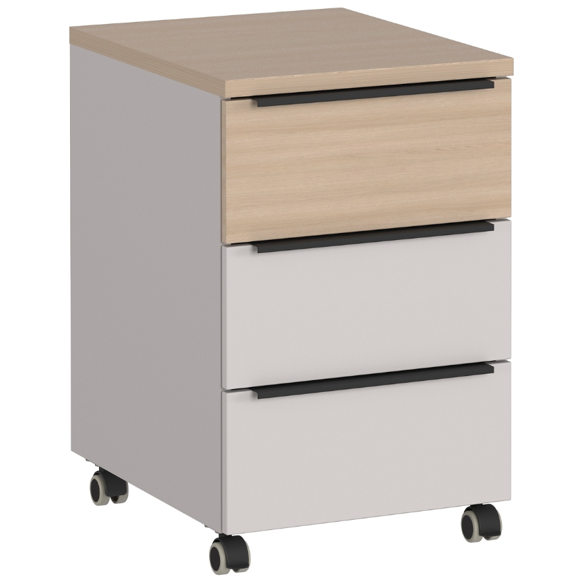 Germania Krémově bílý pojízdný kontejner Oviedo 40 x 50 cm s dubovým dekorem Germania