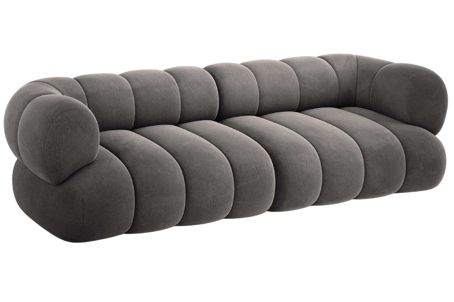 Cosmopolitan Design Šedá sametová čtyřmístná pohovka Koge 240 cm Cosmopolitan Design