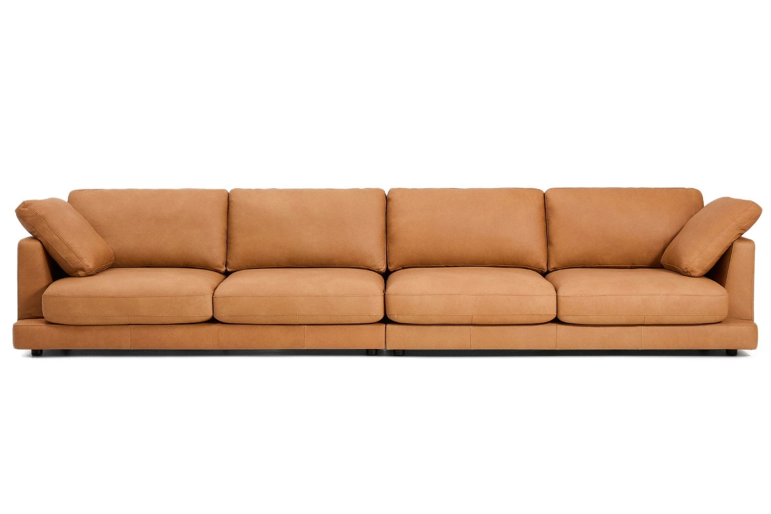 Kave Home Hnědá kožená šestimístná pohovka Gala 390 cm Kave Home