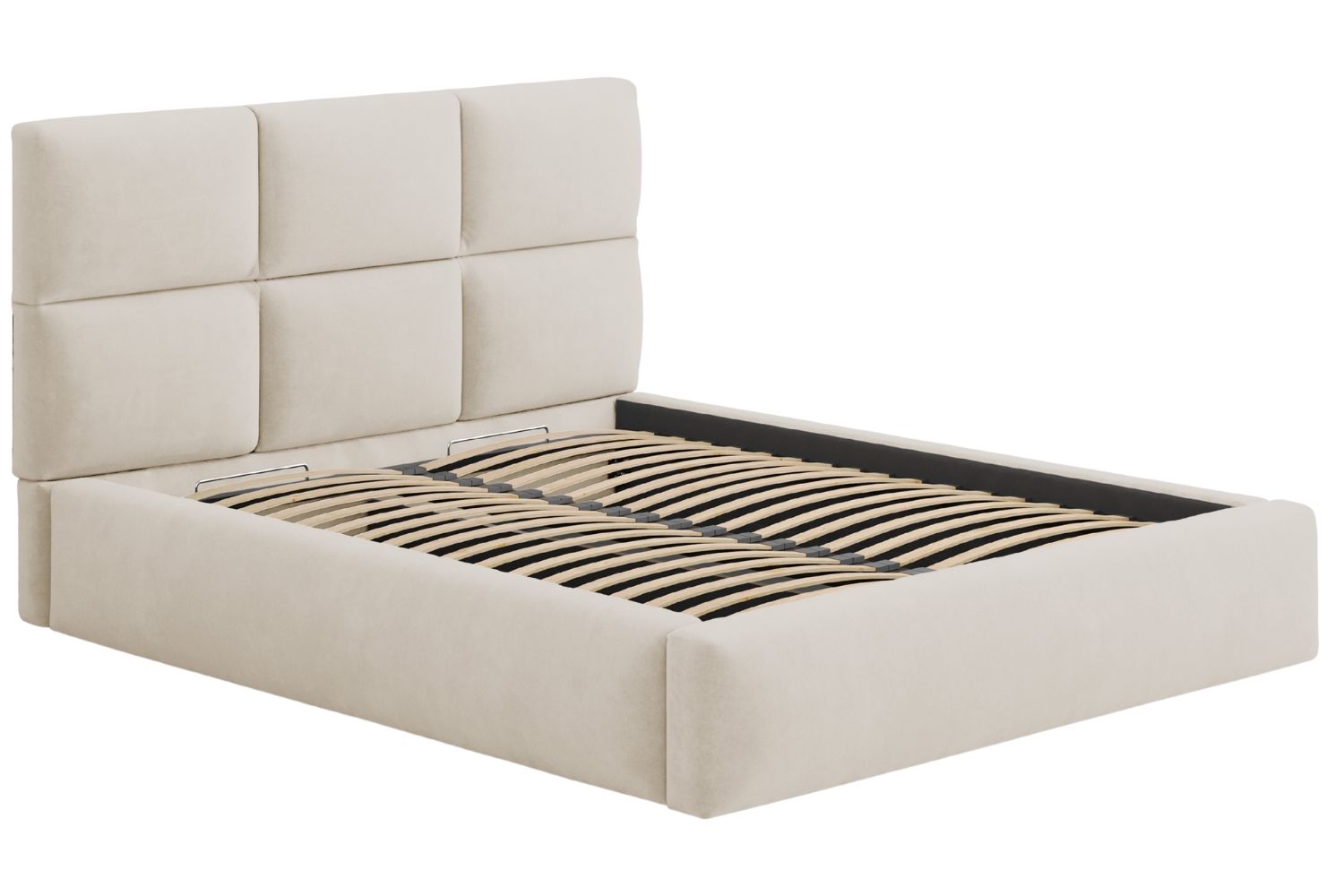 Windsor & Co Béžová sametová dvoulůžková postel Libera 160 x 200 cm s úložným prostorem Windsor & Co