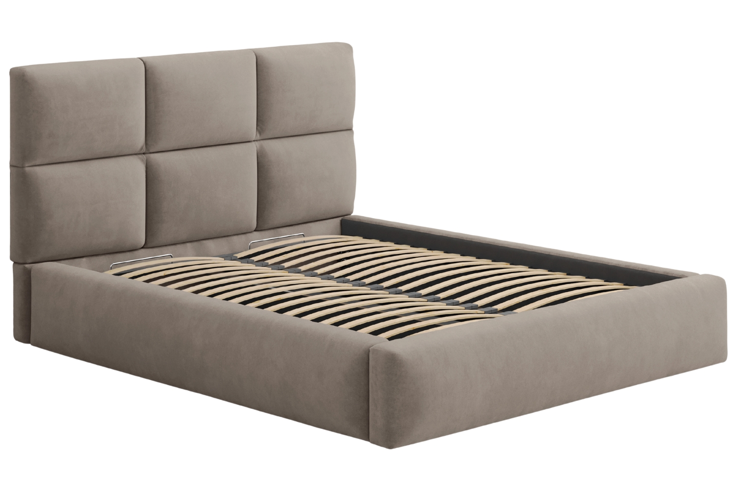 Windsor & Co Hnědá sametová dvoulůžková postel Libera 160 x 200 cm s úložným prostorem Windsor & Co