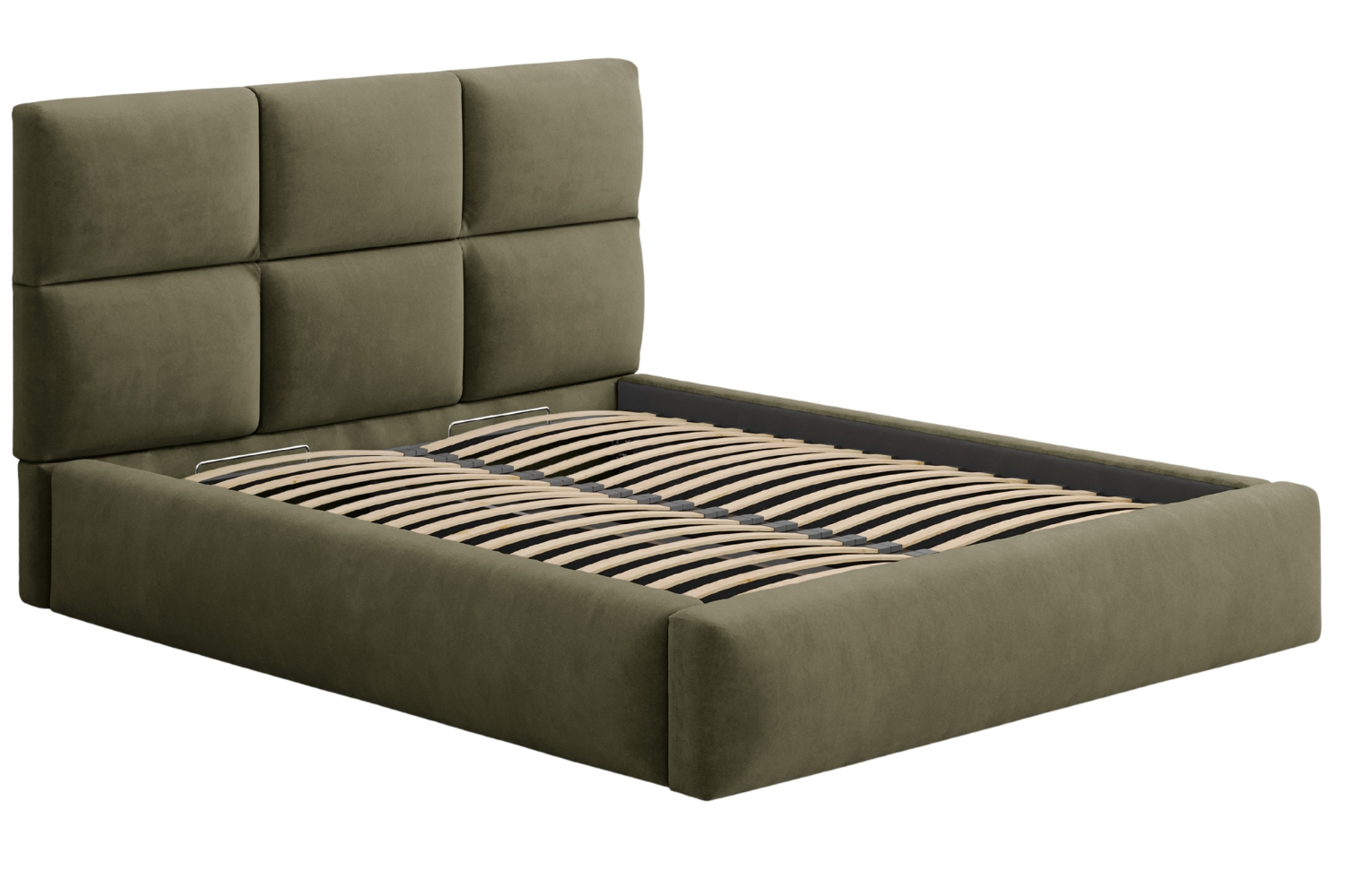 Windsor & Co Zelená sametová dvoulůžková postel Libera 160 x 200 cm s úložným prostorem Windsor & Co