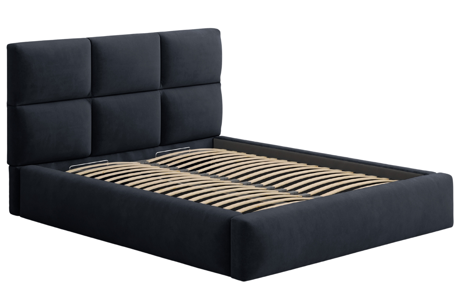 Windsor & Co Tmavě modrá sametová dvoulůžková postel Libera 160 x 200 cm s úložným prostorem Windsor & Co