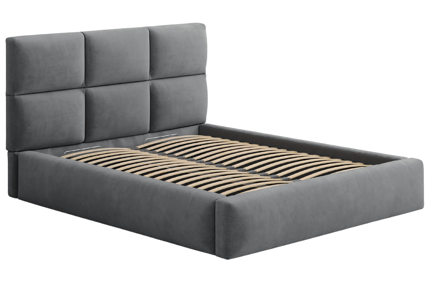 Windsor & Co Šedá sametová dvoulůžková postel Libera 160 x 200 cm s úložným prostorem Windsor & Co