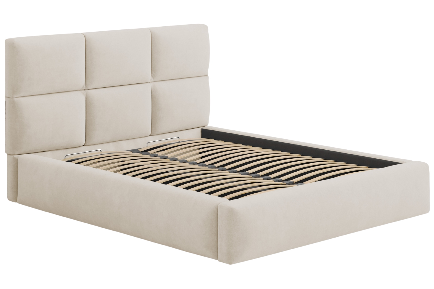 Windsor & Co Béžová sametová dvoulůžková postel Libera 180 x 200 cm s úložným prostorem Windsor & Co