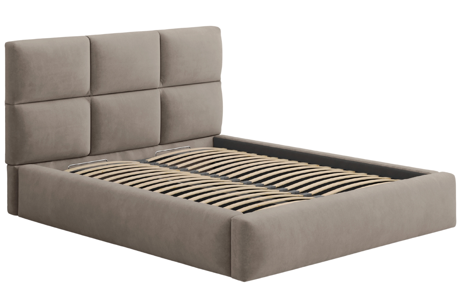 Windsor & Co Hnědá sametová dvoulůžková postel Libera 180 x 200 cm s úložným prostorem Windsor & Co