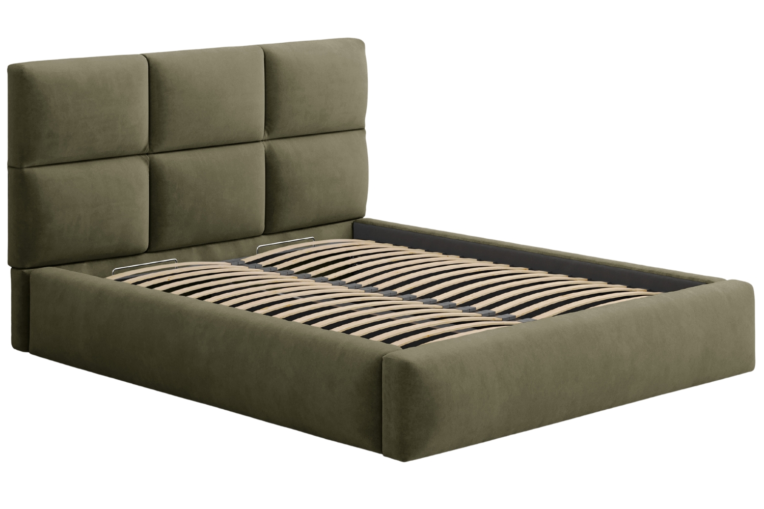 Windsor & Co Zelená sametová dvoulůžková postel Libera 180 x 200 cm s úložným prostorem Windsor & Co