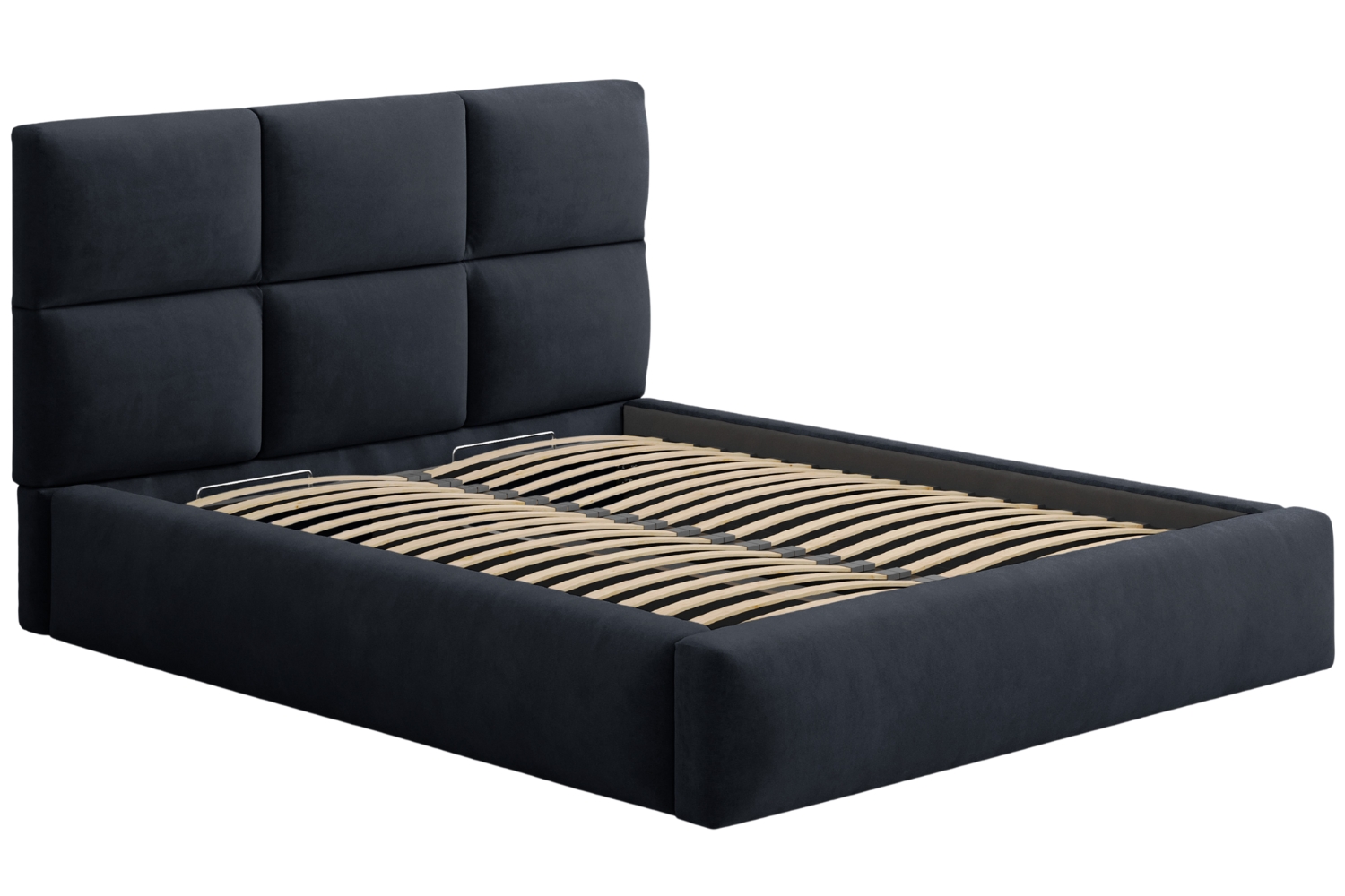 Windsor & Co Tmavě modrá sametová dvoulůžková postel Libera 180 x 200 cm s úložným prostorem Windsor & Co